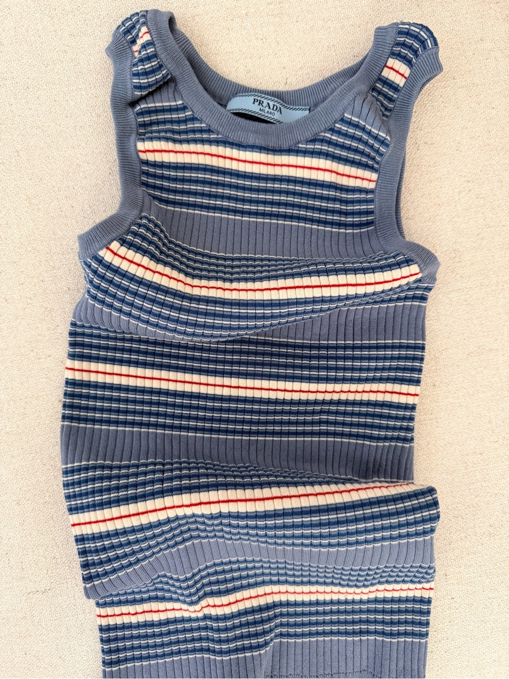 PRADA Blue & White Striped Knit Tank size 36 XS